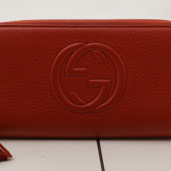 Gucci Soho Interlocking G Leather Long Wallet Red - Picture 1 of 13